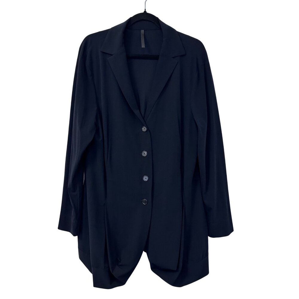 Peter O Mahler Lagenlook Button Up Long Sleeve Jacket Sz XXL (5) Navy Minimalist